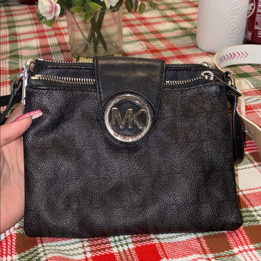 Michael Kors Black Textured Crossbody Bag